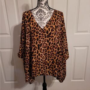 Cakes leopard print poncho‎ style cover-up